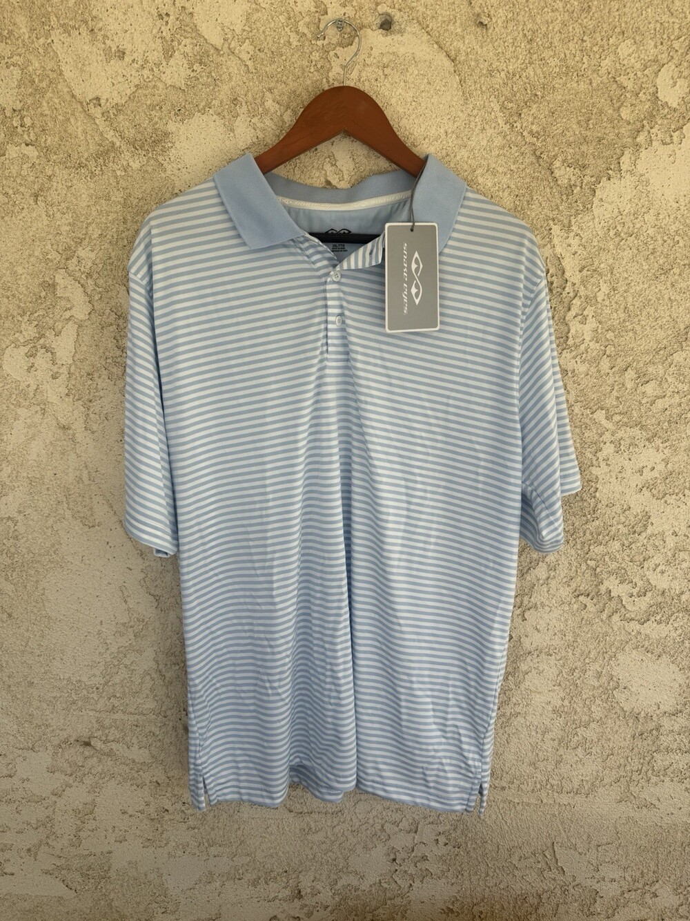 Snake Eyes Mens Blue White Striped Sport-Dry Performance Golf Polo Shirt 2XL